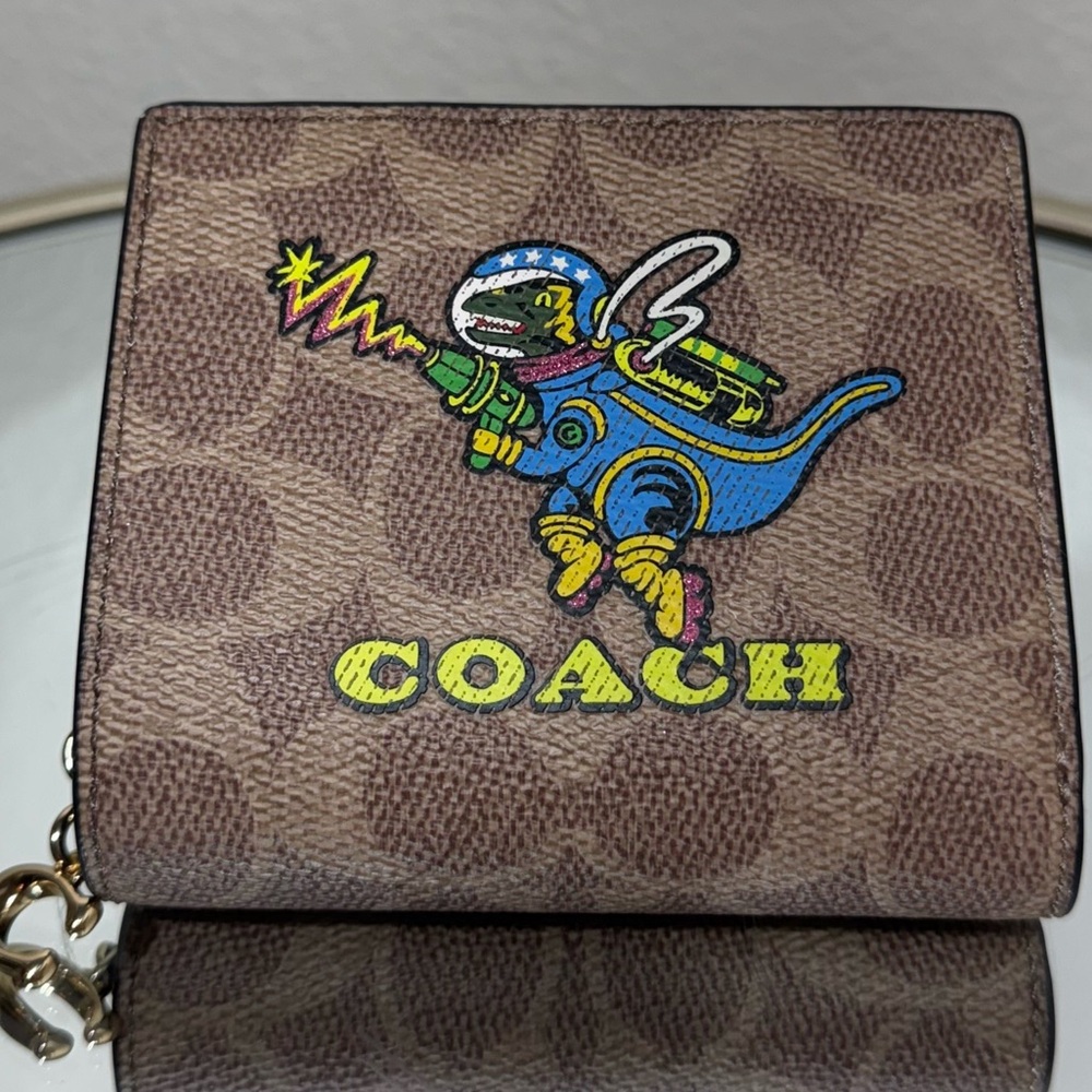 Coach Cosmic Snap Wallet In Signature Canvas With Rexy Print